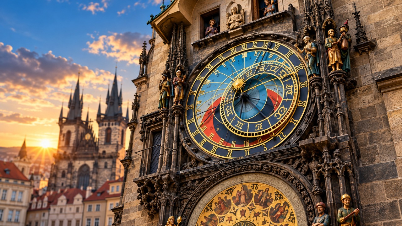 O relógio astronômico de Praga funciona desde a Idade Média e reúne mecanismos que mostram diferentes informações sobre o movimento dos astros