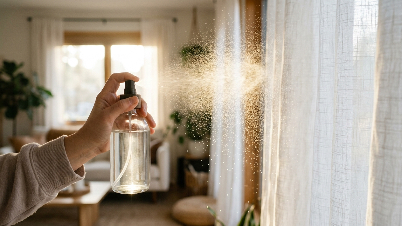 Borrifar essa mistura suave de essências nas cortinas e estofados afasta pernilongos e mantém os cômodos perfumados por horas