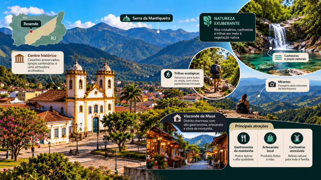 A pequena cidade histórica cercada pela Serra da Mantiqueira reúne casas coloridas, rios de águas transparentes e trilhas entre montanhas e surpreende quem procura descanso em meio à natureza