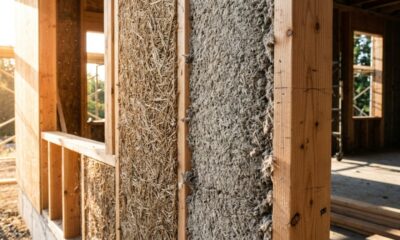 Nem concreto armado nem isolamento sintético: casas usam madeira, lã de madeira, celulose e terra crua para manter a temperatura mais estável durante o ano