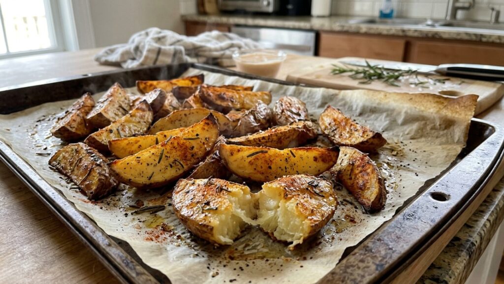 Cozinheiros revelam o segredo das batatas assadas douradas e crocantes por fora: adicionar 2 colheres de sopa de amido de milho antes de levar ao forno