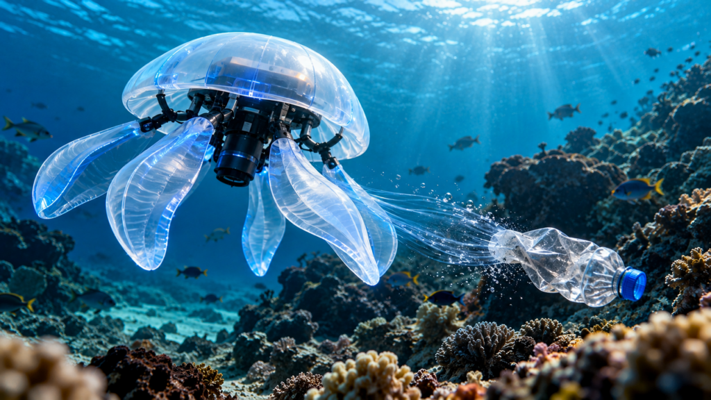 Robô inspirado em águas-vivas chama a atenção ao se movimentar debaixo d’água sem hélices convencionais usando movimentos suaves que podem ajudar a desenvolver equipamentos para explorar ambientes marinhos
