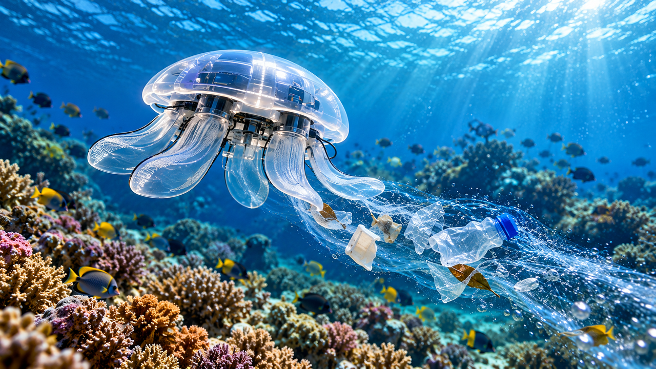 Robô inspirado em águas-vivas chama a atenção ao se movimentar debaixo d’água sem hélices convencionais usando movimentos suaves que podem ajudar a desenvolver equipamentos para explorar ambientes marinhos