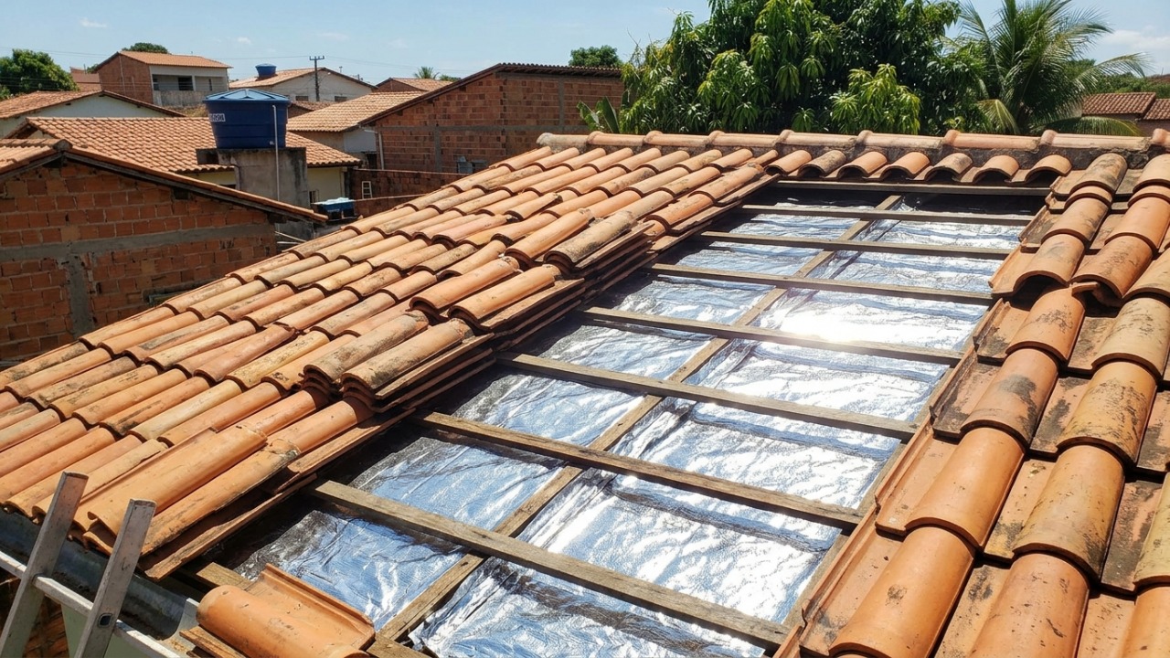 Morador coloca manta térmica aluminizada embaixo das telhas e descobre quantos graus a temperatura dentro de casa pode cair nos dias mais quentes do verão