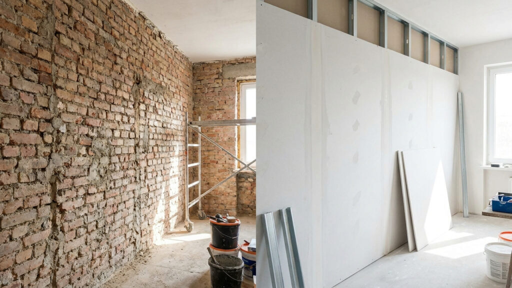 Paredes de drywall ou alvenaria tradicional: o comparativo de peso na estrutura, velocidade de obra e facilidade para futuras reformas