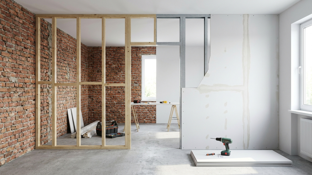 Paredes de drywall ou alvenaria tradicional: o comparativo de peso na estrutura, velocidade de obra e facilidade para futuras reformas