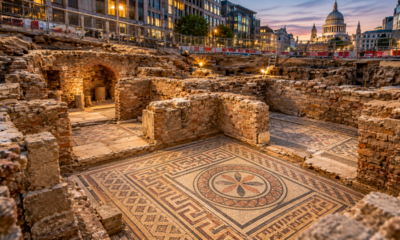 Uma obra em Londres revelou sete salas escondidas por quase 2.000 anos, com pisos ornamentados e objetos do século II que podem estar ligados à administração romana