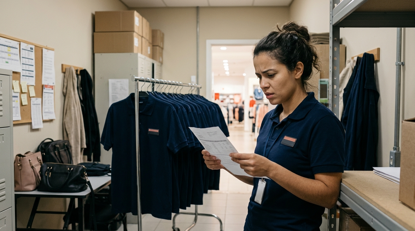 Vendedora tem R$ 180 descontados do primeiro salário pelo uniforme obrigatório da loja e descobre que a empresa não pode cobrar por isso