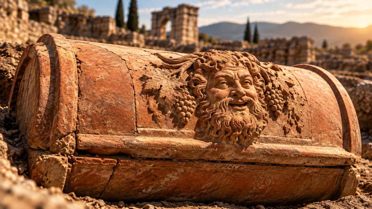 Arqueólogos encontram sarcófago romano de quase 2.000 anos na Turquia com rosto de Sileno esculpido na tampa e uma característica que chama a atenção dos pesquisadores