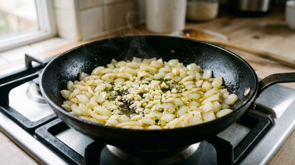 Chefs de cozinha afirmam: para o molho de tomate caseiro ficar mais saboroso, não coloque todos os ingredientes de uma vez, mas refogue a cebola e o alho primeiro