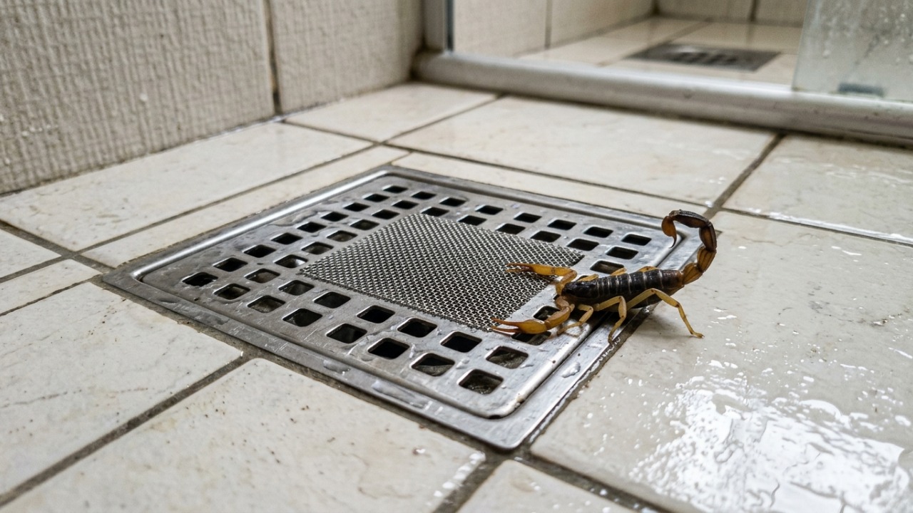 Especialistas em pragas alertam: escorpiões podem entrar pelo ralo sem serem vistos, e esta proteção simples ajuda a bloquear um dos acessos mais comuns da casa