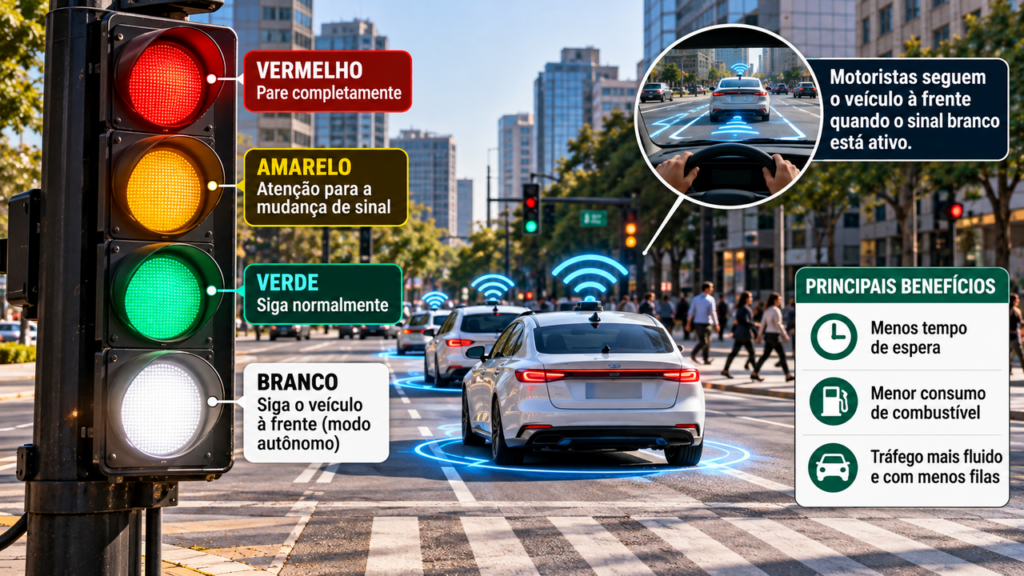 Uma quarta luz no semáforo pode mudar tudo no trânsito: entenda por que pesquisadores querem adicionar a cor branca e como essa novidade pode diminuir as filas de carros