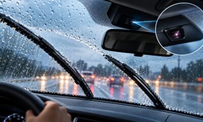 O pequeno dispositivo instalado no para-brisa de alguns veículos que consegue detectar chuva e acionar os limpadores automaticamente sem intervenção do motorista
