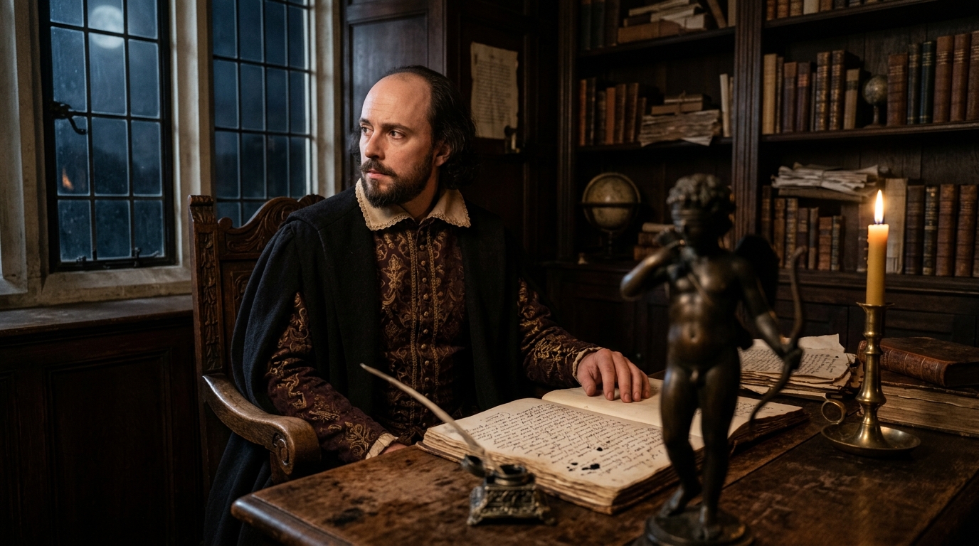 William Shakespeare sobre a paixão: "O amor não vê com os olhos, mas com a mente; por isso o Cupido alado é pintado cego" — sobre os contrastes entre atração, imaginação e julgamento