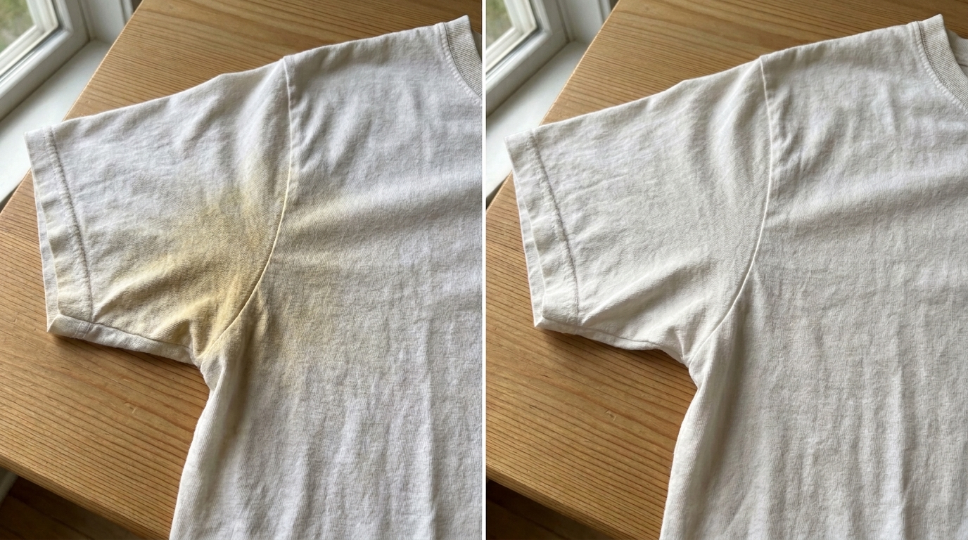 O truque que elimina de vez as manchas amarelas de suor da camisa branca, sem alvejante