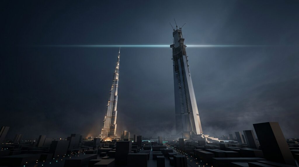 Está sendo construído o primeiro arranha-céu de um quilômetro no mundo. A Jeddah Tower já alcançou 454 metros