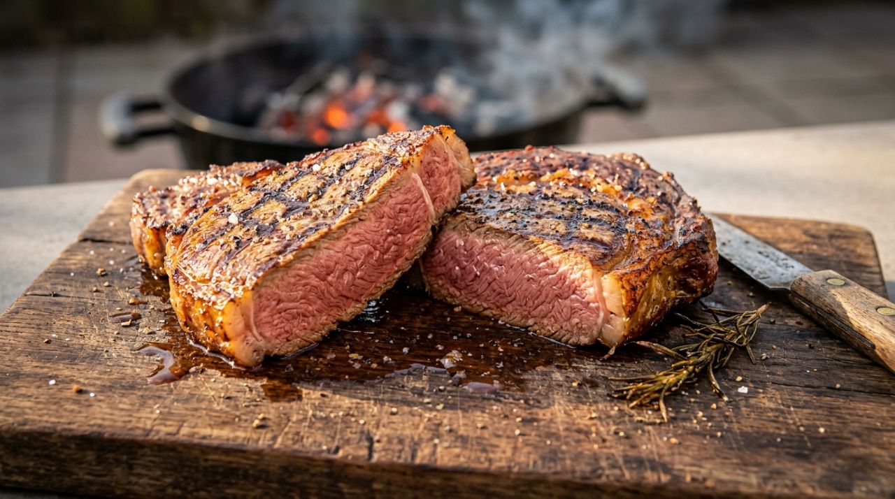 Especialistas em carne revelam o segredo do bife ancho suculento: retire da churrasqueira a 52°C e deixe descansar para obter um ponto malpassado suculento