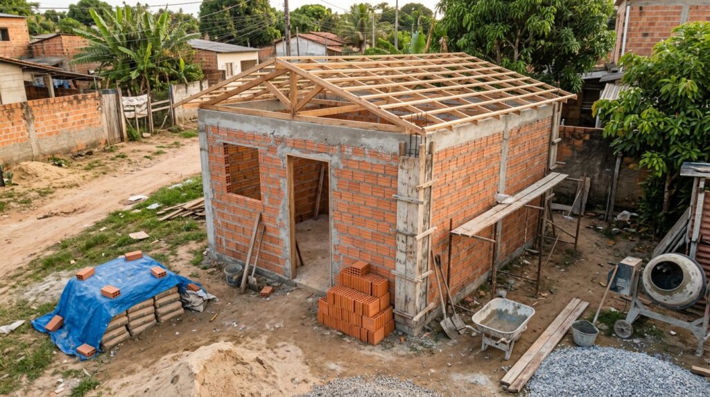 Quanto custa construir uma casa pequena em um terreno próprio em 2026, casa de 20 m² com 2 quartos, sala, cozinha e 2 banheiro, incluindo materiais e mão de obra do início ao fim