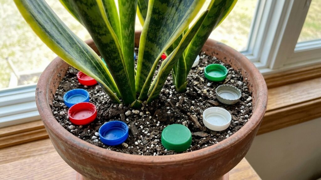 Tampinhas de refrigerante no vaso da espada-de-são-jorge: para que serve o truque e por que ele pode ajudar a dificultar a passagem de algumas pragas