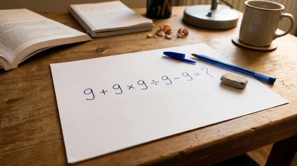 Só aparecem números 9, mas a resposta depende de uma regra que muita gente esquece: 9 + 9 × 9 ÷ 9 − 9