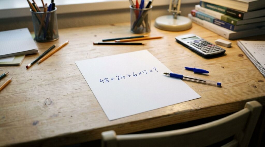 O desafio de 15 segundos que coloca sua inteligência à prova e faz até os mais confiantes tropeçarem: 48 + 24 ÷ 6 × 5