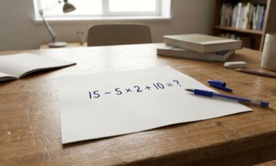 Não precisa de calculadora, apenas lembrar uma regra: 15 − 5 × 2 + 10