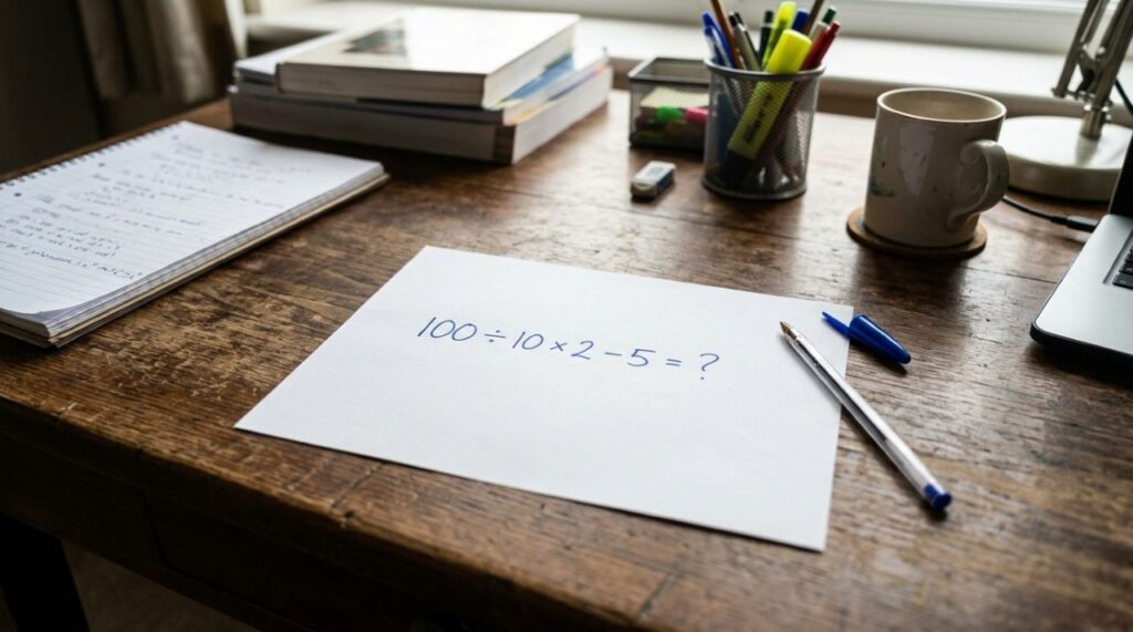 Desafio para quem gosta de números: resolva 100 ÷ 10 × 2 − 5 em menos de 20 segundos