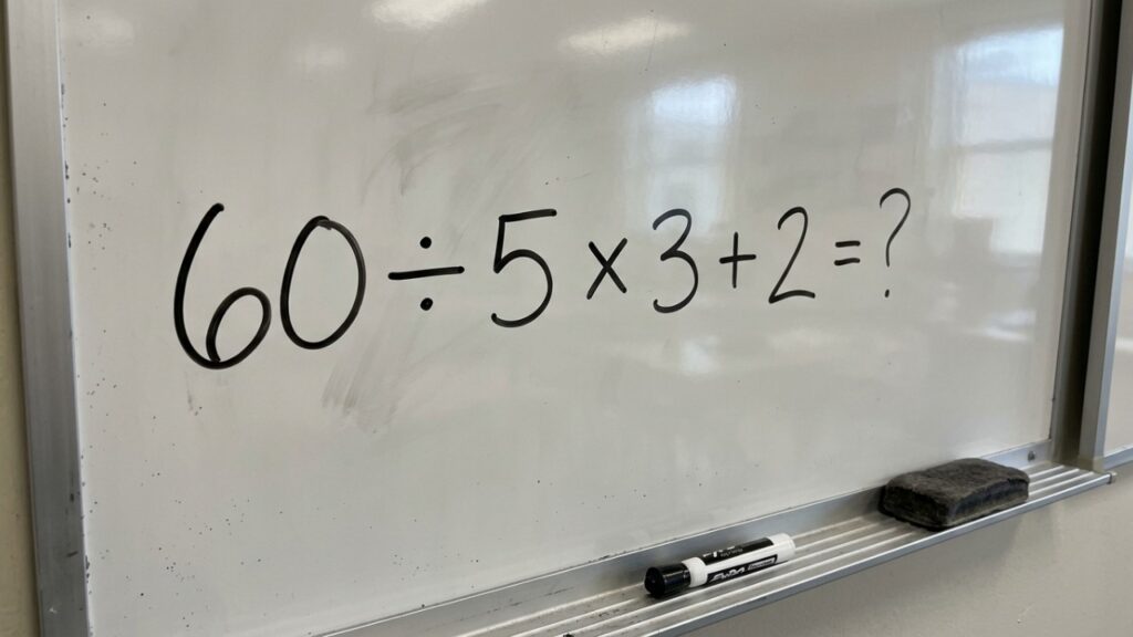 Sem papel e sem calculadora: tente resolver 60 ÷ 5 × 3 + 2 de cabeça sem se confundir