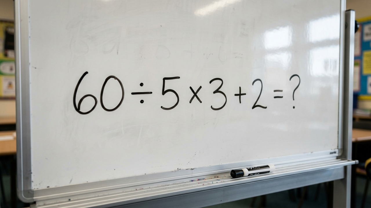 Sem papel e sem calculadora: tente resolver 60 ÷ 5 × 3 + 2 de cabeça sem se confundir