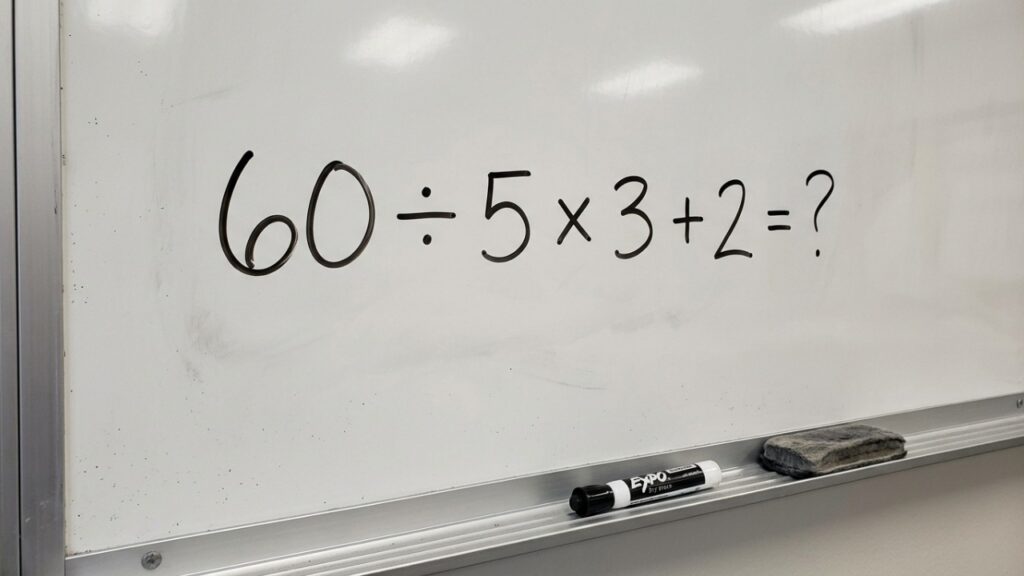 Sem papel e sem calculadora: tente resolver 60 ÷ 5 × 3 + 2 de cabeça sem se confundir