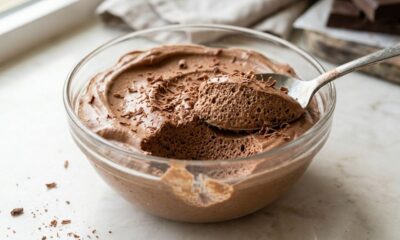 Chefs de confeitaria concordam: “Para a mousse de chocolate ficar leve e aerada, não misture chocolate ainda muito quente às claras batidas, mas espere amornar antes de incorporar”