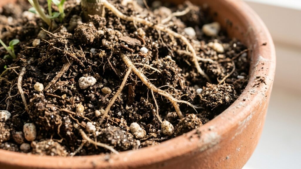 A proporção exata de três ingredientes simples que cria o substrato perfeito e aerado para plantas de interior nunca mais morrerem