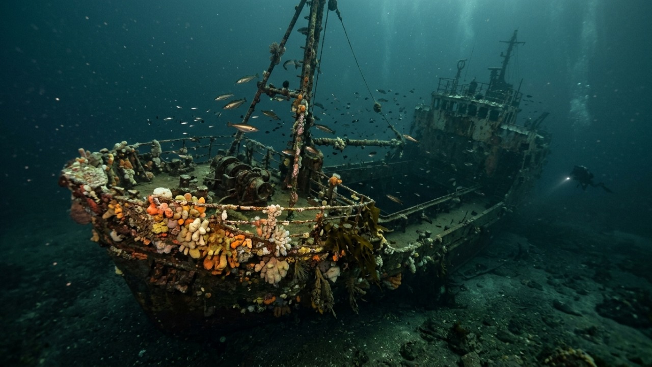 Em 2014, um navio foi apreendido transportando 32 milhões de cigarros ilegais e, anos depois, acabou no fundo do mar, servindo de superfície para esponjas e outros organismos