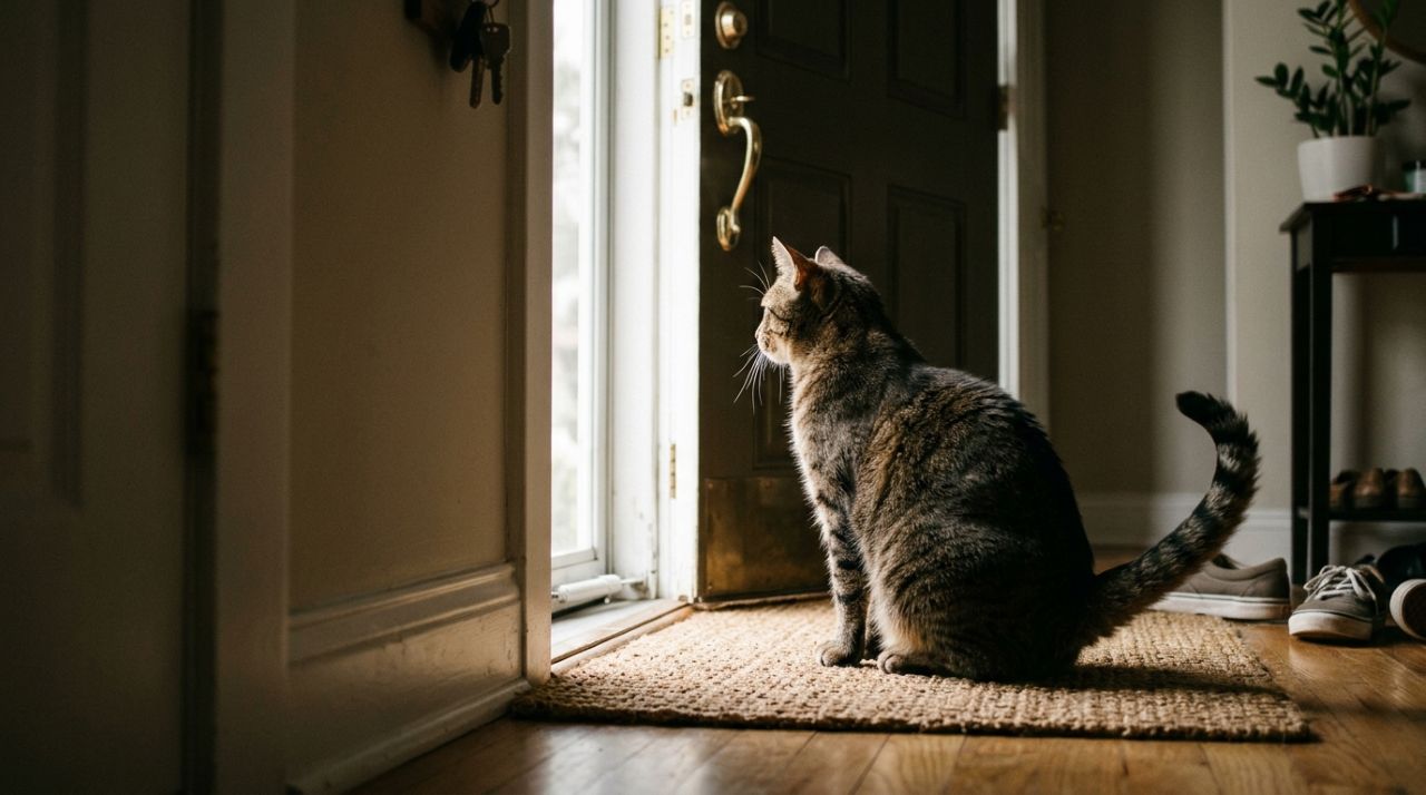 Veterinários explicam: quando seu gato espera na porta antes mesmo de você entrar em casa, esse comportamento pode revelar muito sobre a relação entre vocês