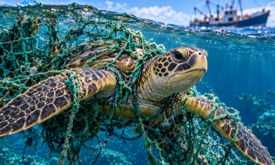 Uma tartaruga marinha com mais de 100 anos é encontrada no oceano com marcas de antigas redes de pesca que revelam os perigos enfrentados pelos animais durante décadas