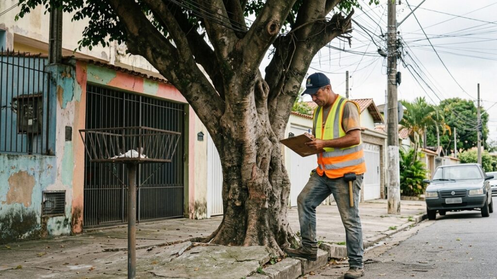 Morador cortou a árvore da calçada porque os galhos sujavam o carro e descobriu que poda ou retirada em área pública sem aval do município pode gerar penalidades