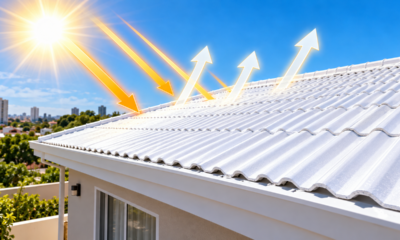 A cor do telhado pode fazer diferença no calor da casa: telhado branco reflete radiação solar e pode ajudar a manter os ambientes mais frescos durante o verão