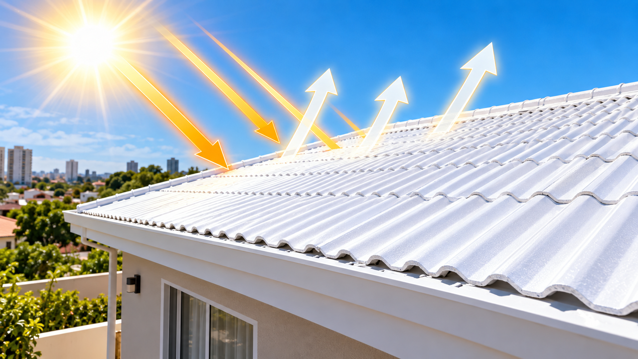 A cor do telhado pode fazer diferença no calor da casa: telhado branco reflete radiação solar e pode ajudar a manter os ambientes mais frescos durante o verão