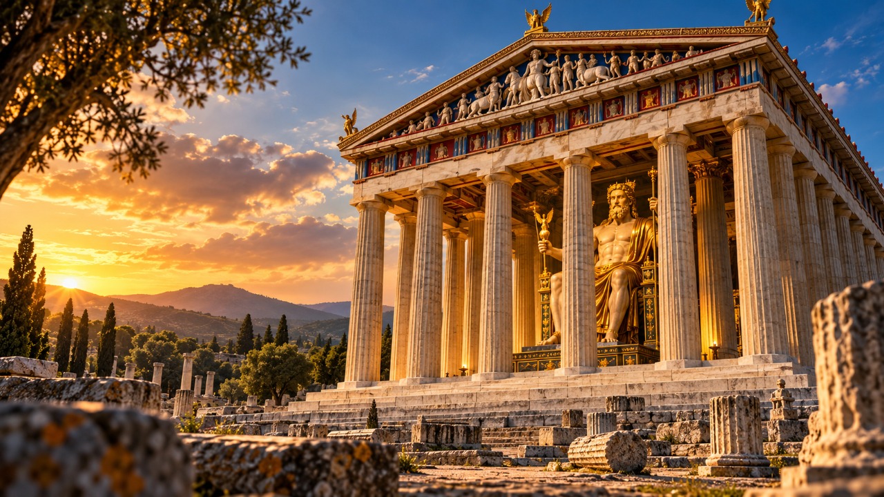 Erguido na Antiguidade, o Templo de Zeus em Olímpia atravessou mudanças religiosas, terremotos e séculos de destruição, deixou de receber os antigos cultos dedicados ao deus grego e continua como um dos monumentos mais importantes da história da Grécia, com ruínas ligadas ao nascimento dos Jogos Olímpicos