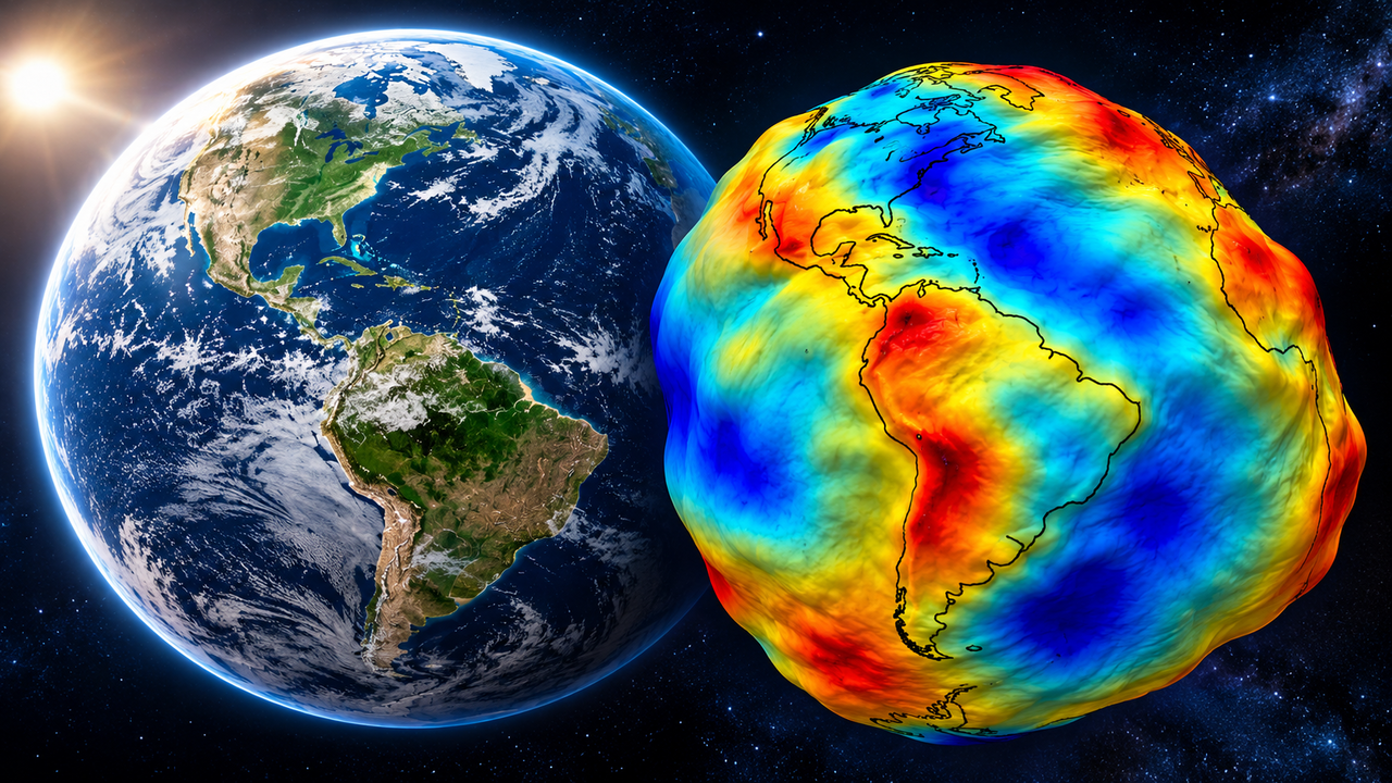 Imagens da NASA mostram a Terra toda deformada, parecendo uma batata gigante, mas esse formato incomum esconde um fenômeno real que ajuda a explicar por que a gravidade não é igual em todo o planeta