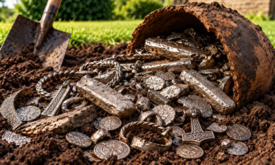 Morador cavava o próprio jardim para construir um terraço quando encontrou 18,5 kg de prata viking enterrados havia séculos em uma descoberta arqueológica extraordinária