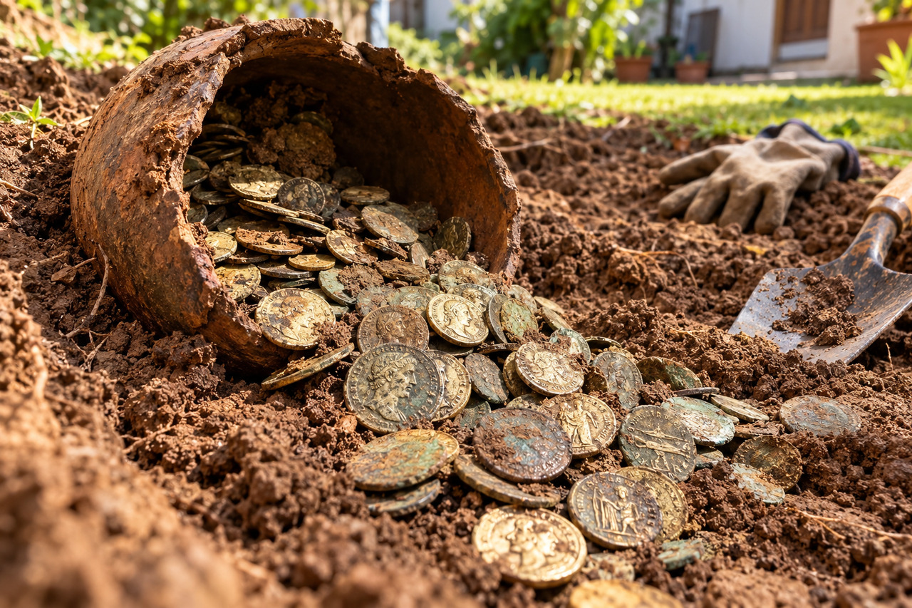 Família demoliu o piso de uma residência antiga para iniciar uma reforma e encontrou um compartimento secreto com joias, moedas raras e objetos históricos que surpreenderam especialistas