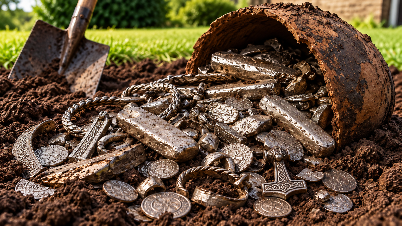 Morador cavava o próprio jardim para construir um terraço quando encontrou 18,5 kg de prata viking enterrados havia séculos em uma descoberta arqueológica extraordinária
