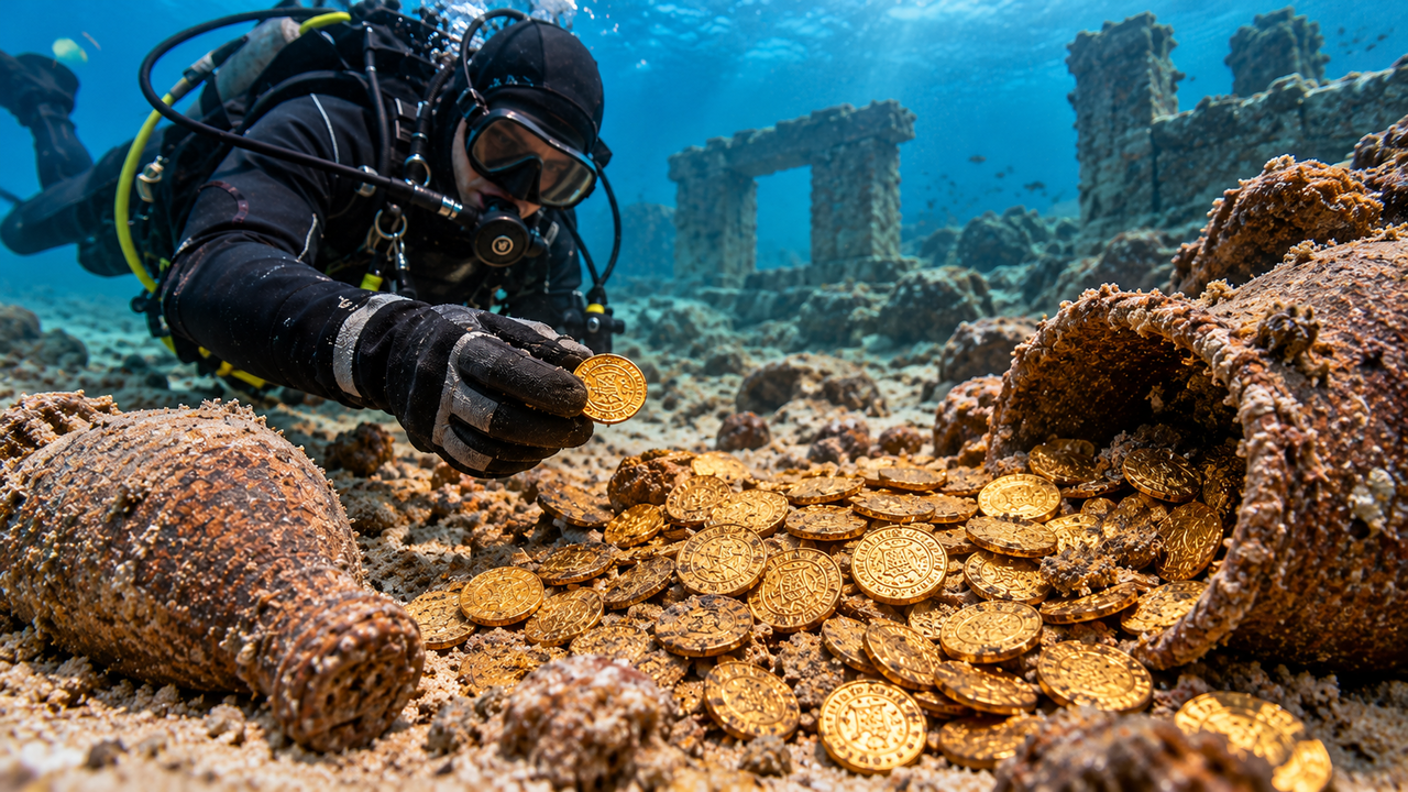 Mais de 2 mil moedas de ouro permaneceram enterradas por séculos até serem encontradas em um tesouro romano que pode revelar a riqueza escondida de um antigo império