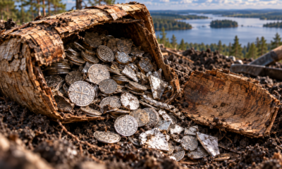 Mais de 4 kg de moedas de prata ficaram escondidas por séculos até serem descobertas em um tesouro viking que pode revelar segredos do comércio medieval