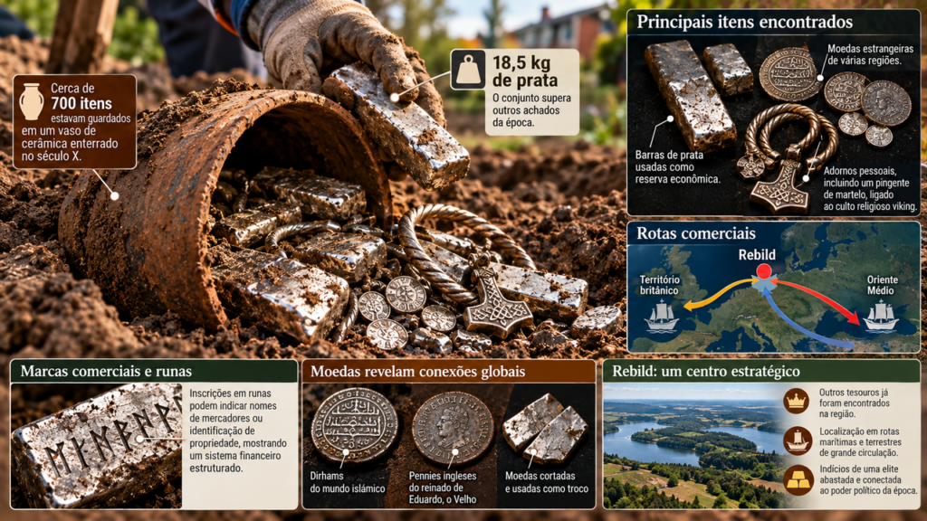 Morador cavava o próprio jardim para construir um terraço quando encontrou 18,5 kg de prata viking enterrados havia séculos em uma descoberta arqueológica extraordinária