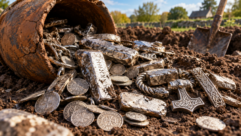 Morador cavava o próprio jardim para construir um terraço quando encontrou 18,5 kg de prata viking enterrados havia séculos em uma descoberta arqueológica extraordinária