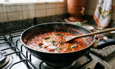 Chefs de cozinha afirmam: para o molho de tomate caseiro ficar mais saboroso, não coloque todos os ingredientes de uma vez, mas refogue a cebola e o alho primeiro