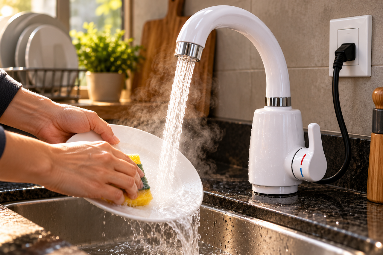 Morador instala uma torneira elétrica na cozinha para controlar melhor a temperatura da água e descobre a vazão mínima necessária para garantir o funcionamento correto do equipamento durante o uso