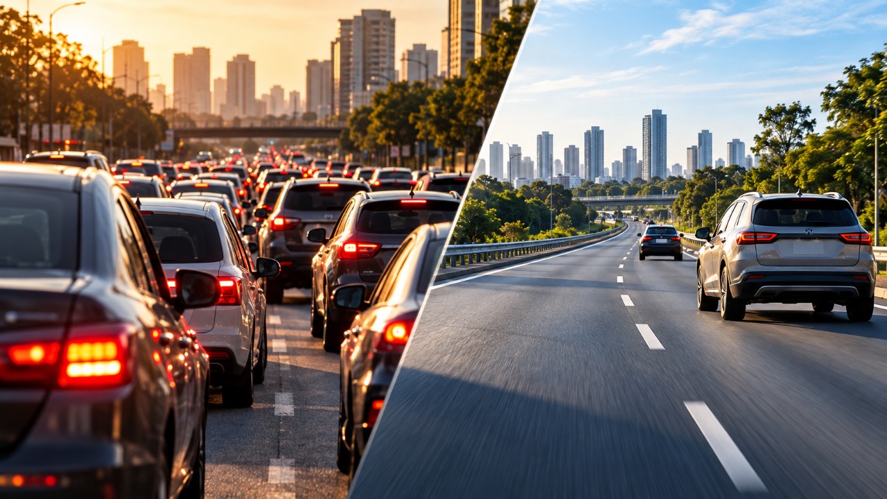 Motorista precisa escolher entre rodar mais quilômetros ou enfrentar o trânsito de para e arranca e descobre como cada trajeto interfere no consumo de combustível e no desgaste das peças do carro